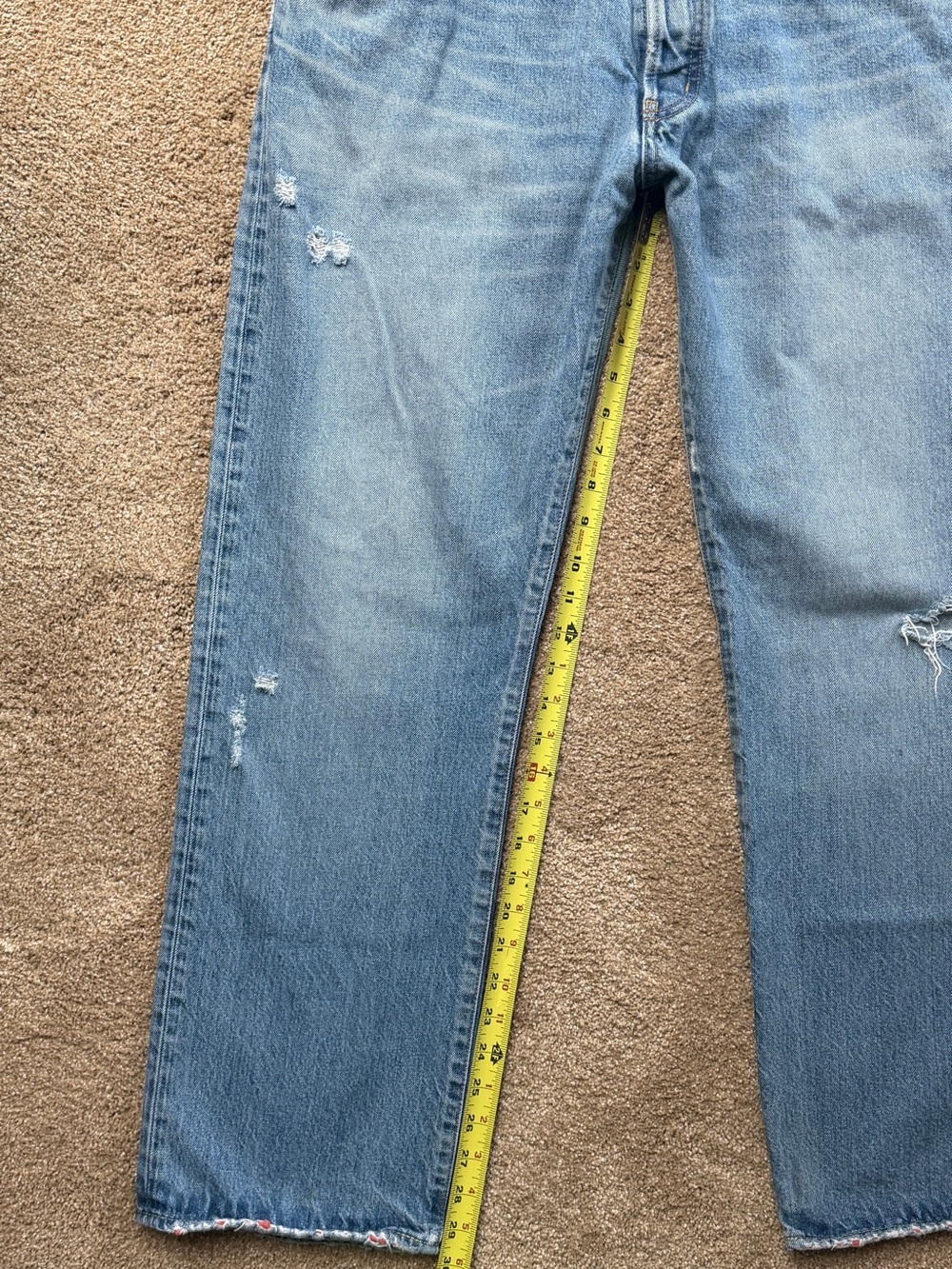 Moussy Vintage Loews Wide Leg Straight Jeans Size 32 Distressed - Picture 9 of 16